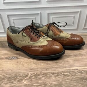 Etonic Dri-Tech Tour Golf Shoes Mens 7.5 Brown Tan Wingtip Gore-Tex Made in USA